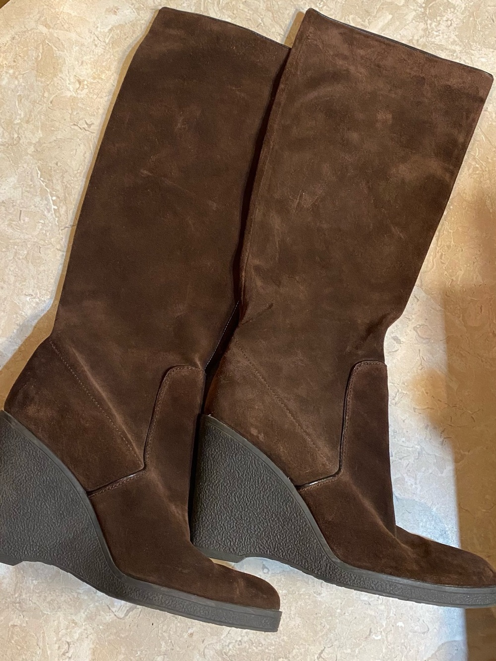Womens Tall Brown Suede Wedge Heels